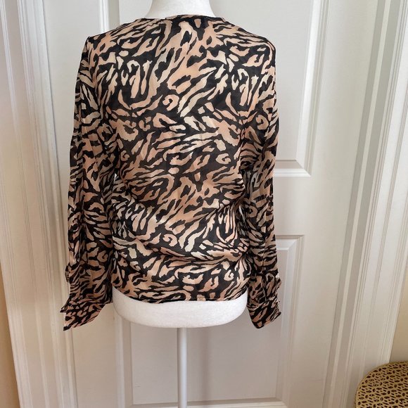 Tiger-print Silk-chiffon Wrap Blouse from FLEUR DU MAL - Picture 6 of 10